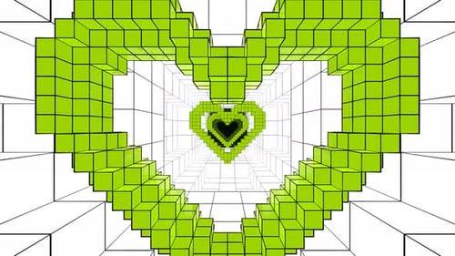 Multicolor On White Pixel Heart Tunnel Background Vj Loop In 4K