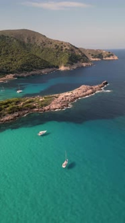 Vertical view of Mallorca Island, travel natural landscape in Cala Molto Spain