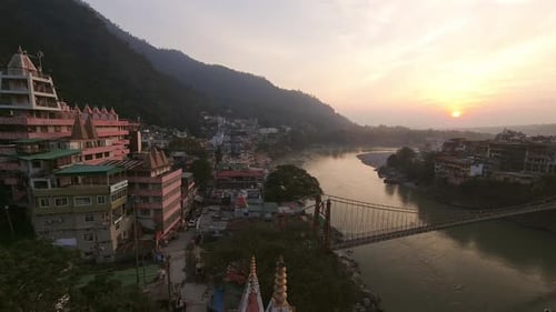 Timelapse Sunset In Rishikesh, India