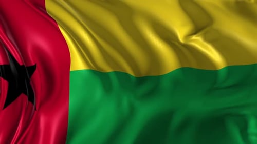 Realistic Waving National Flag of Guinea-Bissau