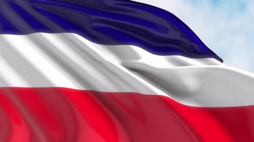 Realistic Waving Flag Animation with Blue White and Red Stripes