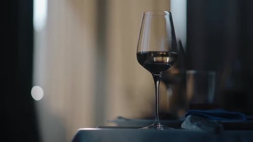 Elegant Wine Glass on Restaurant Table