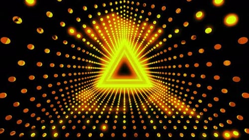 Abstract Glowing Geometric Tunnel with Triangle Animation