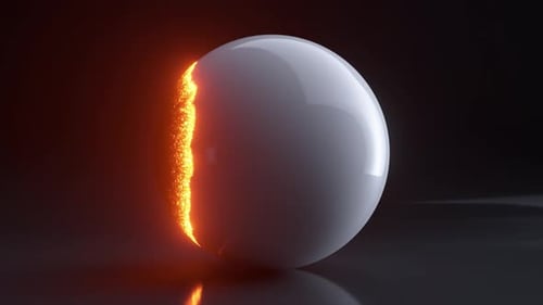 The White Glossy Shell of the Sphere Burns Out and a Black Sphere Appears