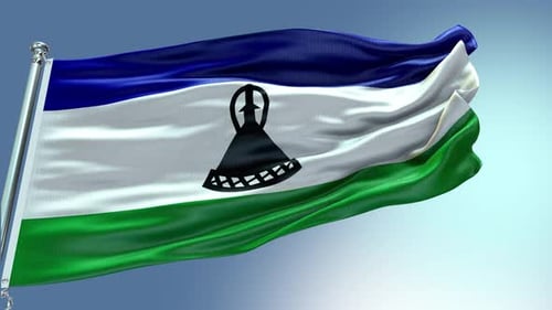 4k render Lesotho Flag video waving in wind Lesotho Flag Wave Loop waving in win
