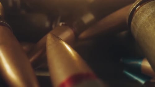 Bullet Shells Close Up Cartridges for Rifle and Carbine Concept on the Theme of War Resistance and