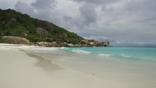 Travel, Seascape And Nature Concept - Island Beach In Indian Ocean On Seychelles