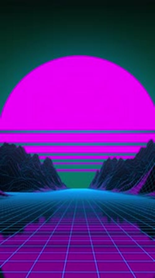 Retro Synthwave Grid Landscape Loop Animation