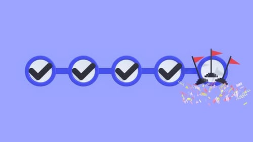 Modern 3D Progress Bar Animation with Checkmarks and Finish Line