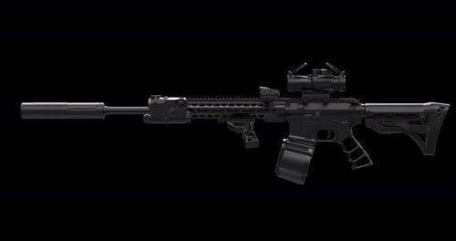 Rotating 3D Animation of Gun with Alpha Channel