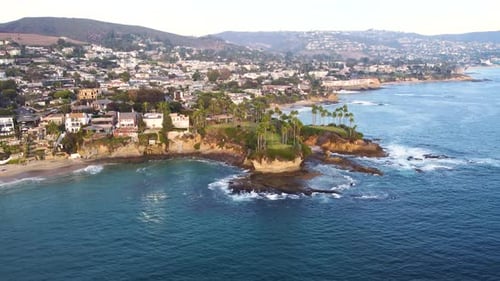 Crescent Bay Beach Cliffs, Laguna, Orange County, Southern California, West Coast, USA. Drone Shot