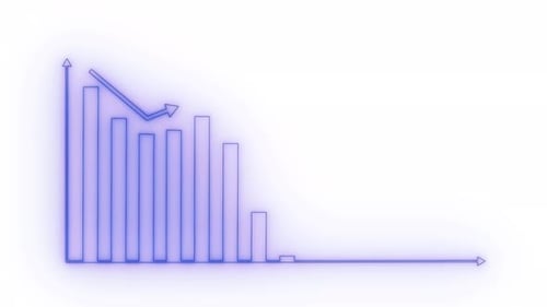 Blue Neon Negative Business Graph Animation White Background