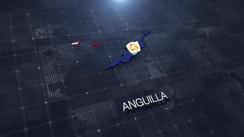 Anguilla 3D Map Flag Reveal Animation
