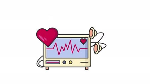 color line ecg test animated icon
