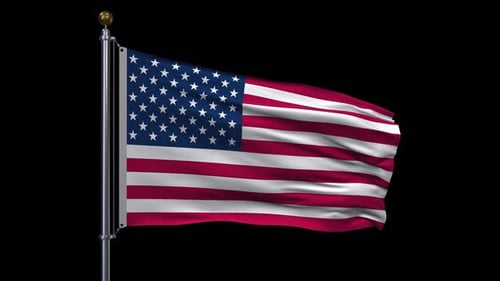 Realistic Waving American Flag on Flagpole Animation