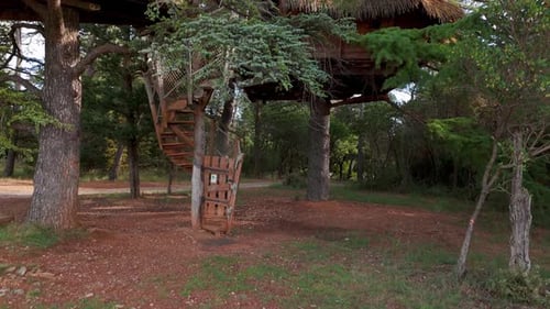 Rustic Treehouse at Domaine St Jean, France - aerial ascend