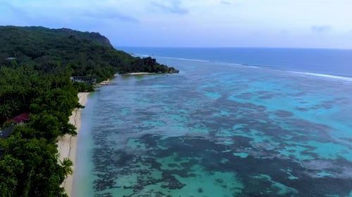 Anse Source D Argent Beach La Digue Island Seychelles Aerial View on Tropical Beach Seychelles