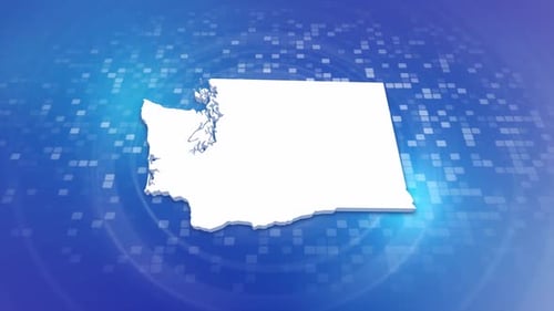 Washington State Outline Map Reveal on Digital Background
