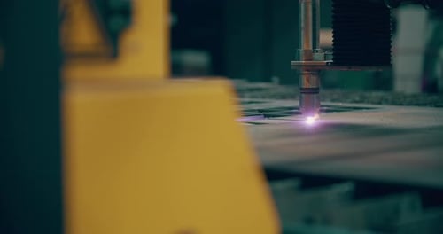Plasma Laser Cutting Metal Sheet with Sparks Welding