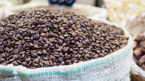 A Bag of Coffee Beans Selling at Istanbul Market