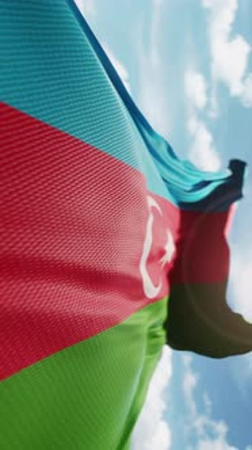 Azerbaijan National Flag Realistic Waving Loop Animation