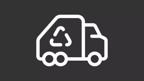 Garbage collecting vehicle ui icon white line animation