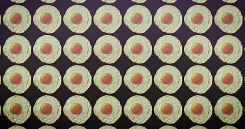 Animated Seamless Pattern of Delicious Fried Eggs