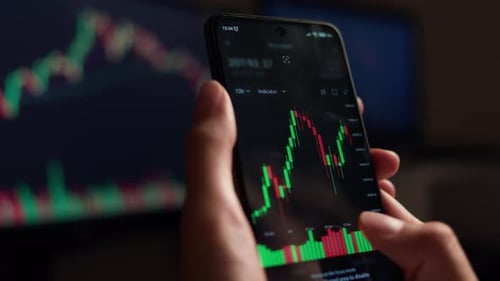 Chart Chart Dynamics Camera Movement In Forex Market, Female Fingers Shift Data Refresh Screen