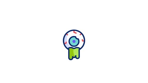 Animated Halloween Eyeball Icon with Dripping Slime