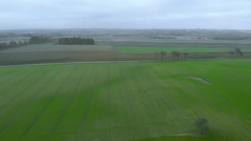 Bis zum Gipfel über der grünen Wiese, bewölkter Himmel in der Herbstsaison