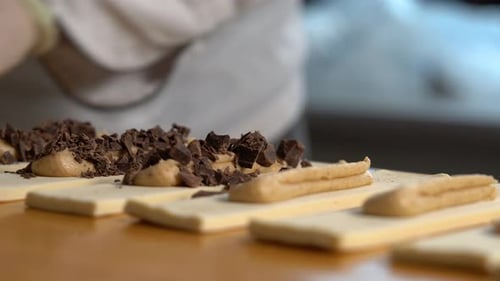 Chocolate Pastry Preparation in Commercial Kitchen