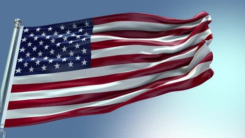 Seamless Loop of Realistic Waving American Flag