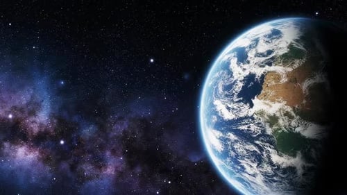 Beautiful View of Earth from Space with Glowing City Lights and Milky Way Galaxy