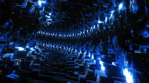 Futuristic Blue Digital Tunnel Flight Loop