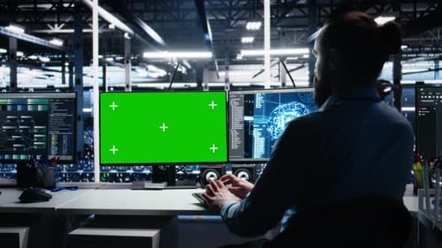 Data Center Engineer Managing AI Systems for Uptime Using Mockup PC