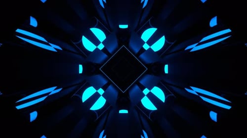 Blue Fantastic Abstract Geometric Modular Corridor Background Vj Loop In 4K