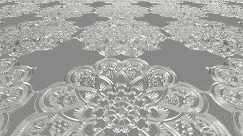 Luxus-Hintergrund mit silbernen Ornamenten, exklusiv, Figuren, 3D-Render, Reflexion
