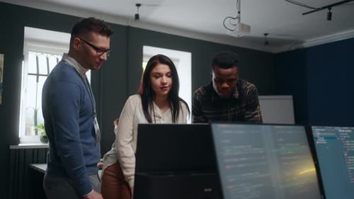 Neural Interface Designers and Website Development Team Multiethnic Men and Woman