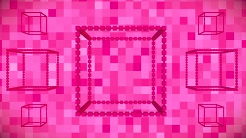 Animated Pink Geometric Cubes Abstract Digital Background