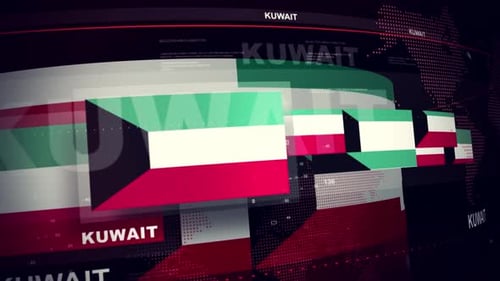 Animated Kuwait Flag and Data Display for Broadcast