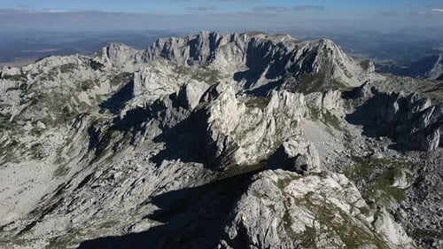 Panorama from the top of Bobotov Kuk. The highest mountain in Montenegro. Aerial view.