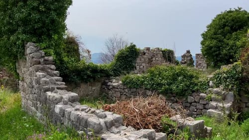 Slowmotion Video of the Ruins of the Bar Old City or Stari Grad