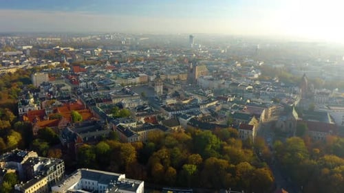 Aerial View of Beautiful European City