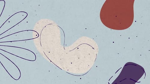 Animierter Hintergrund mit abstrakten farbigen Formen und Doodle-Muster