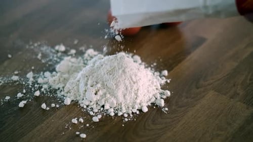 Poured Flour Pile on Wooden Surface Homemade Pasta Prep