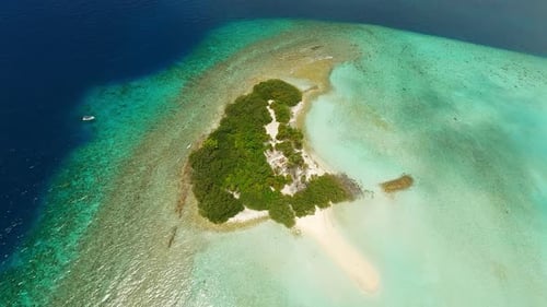Uninhabited Island in the Ocean in the Maldives