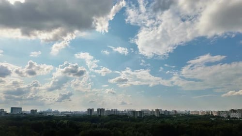 Sunny Day Timelapse of a Summer City Partly Cloudy Sky Panorama of Moscow