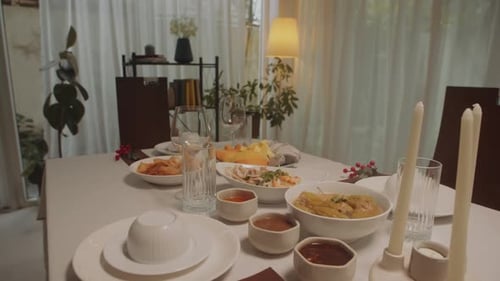 Table Set for a Meal in Dining Room