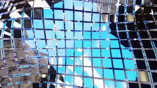 Würfelförmige Wand mit reflektierten blauen Lichtern, Disco-Kugel für Party-VJ-Loop-Hintergrundanimation