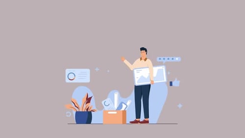 Corporate Business Analytics and Customer Feedback Flat Design Animation